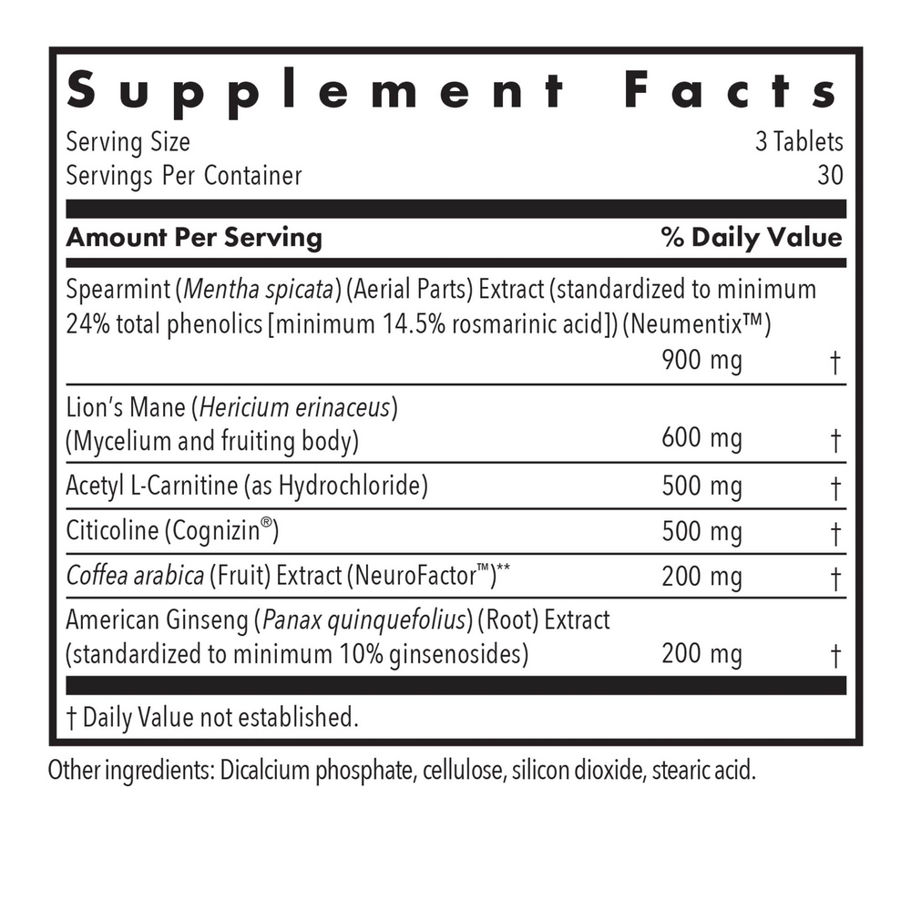 Advanced NeuroPlus® Supplement Facts Label