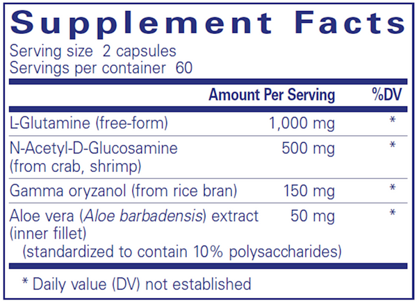 G.I. Integrity 120 Count Supplement Facts Label