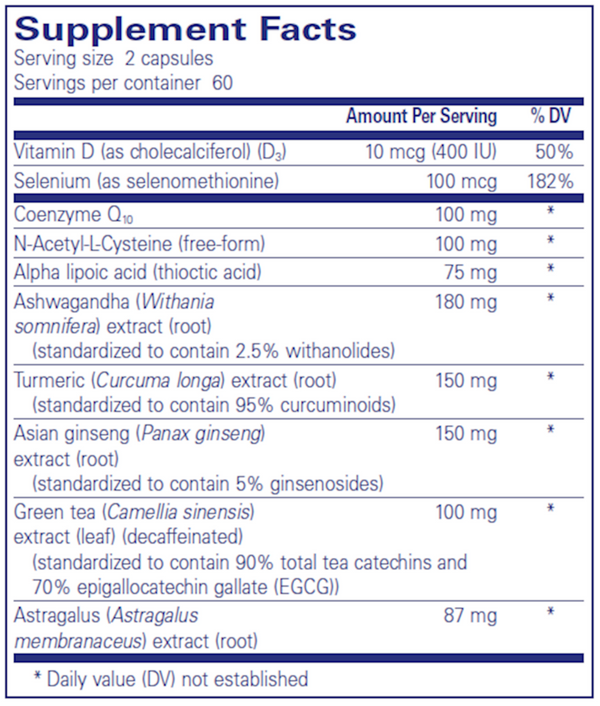 PureCell Supplement Facts Label