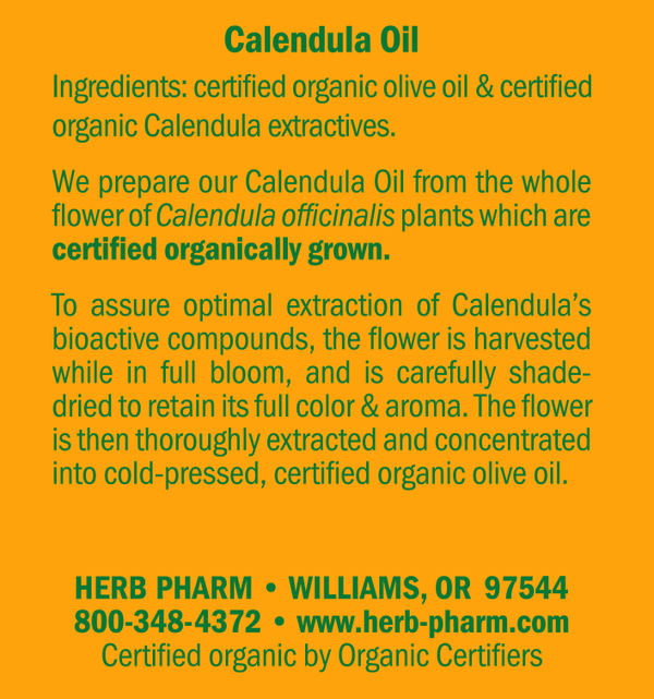 Calendula Oil Supplement Facts Label