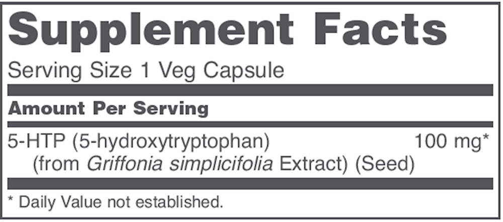 5-HTP 100 mg Supplement Facts Label