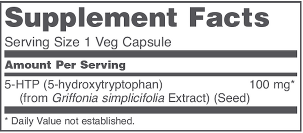 5-HTP 100 mg Supplement Facts Label
