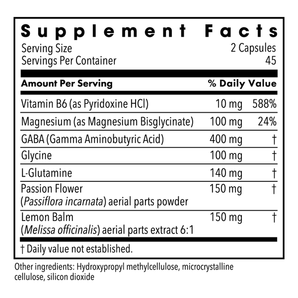 Stress Maintenance (Anxiety Control Plus) Supplement Facts Label