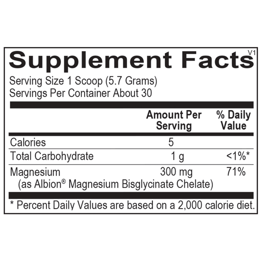 Reacted Magnesium Powder Supplement Facts Label