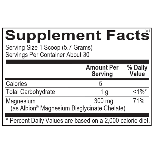 Reacted Magnesium Powder Supplement Facts Label