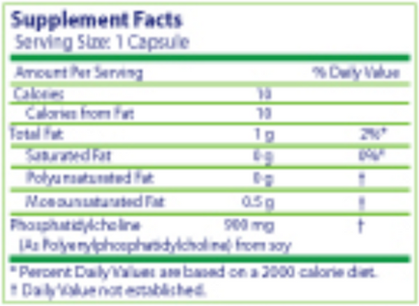 PhosChol PPC 900 mg 30 Capsules Supplement Facts Label