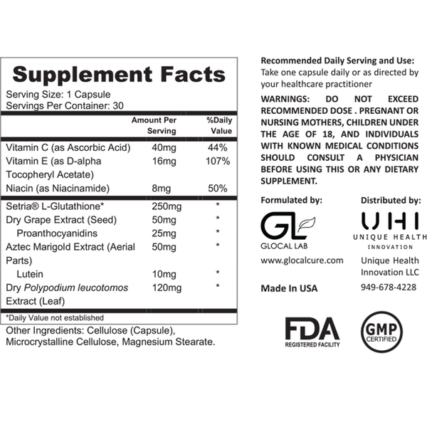 DEPiGMA Supplement Facts Label