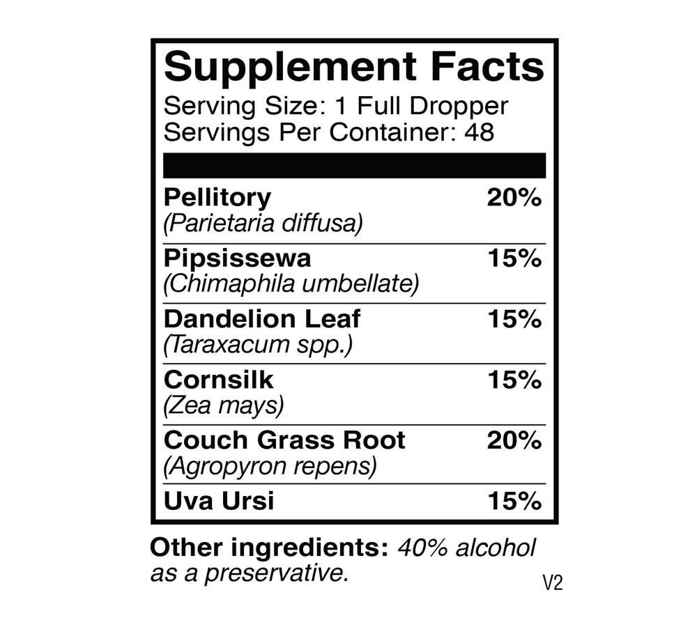 Kidney & Bladder Supplement Facts Label