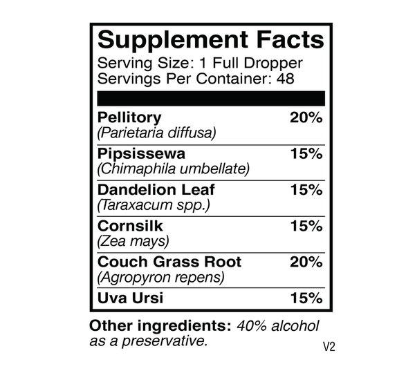 Kidney & Bladder Supplement Facts Label