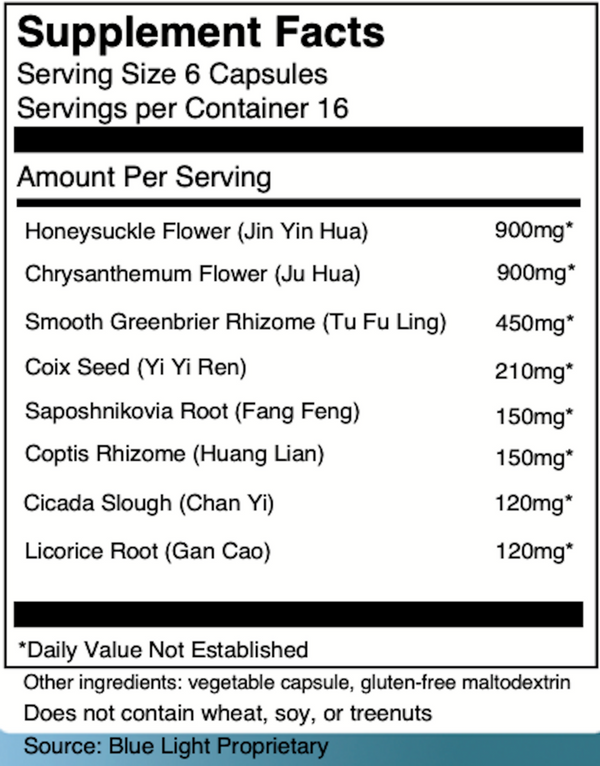 Shi Zhen Fang Supplement Facts Label