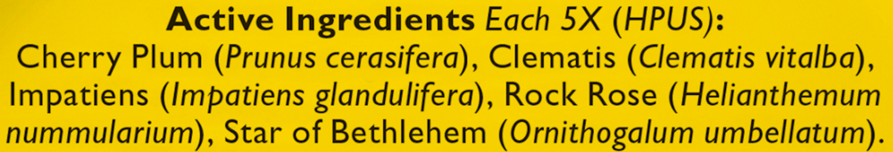 Rescue Pastilles Lemon Supplement Facts Label