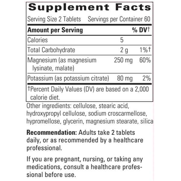 Krebs Magnesium-Potassium Complex Supplement Facts Label