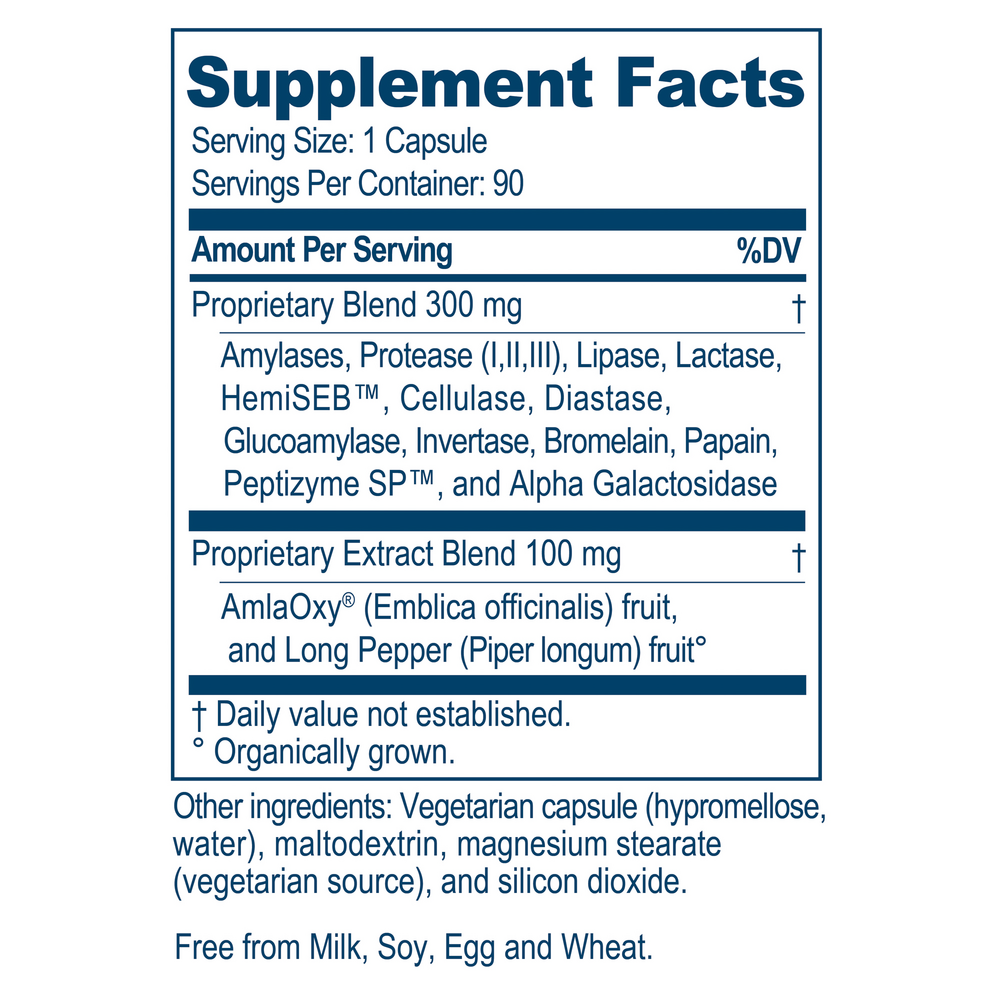 Vegenzyme Plus Supplement Facts Label