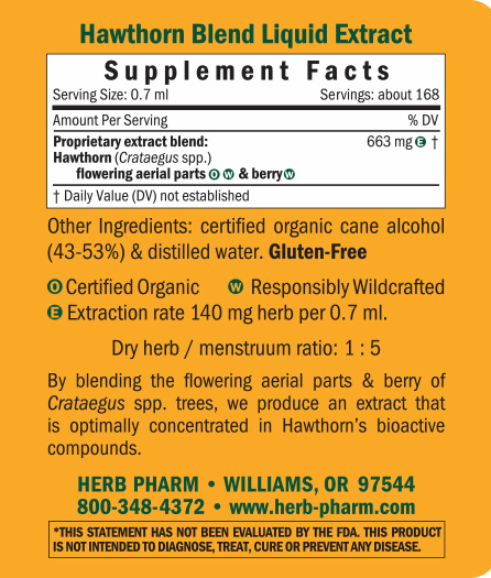 Hawthorn Blend/Crataegus spp. Supplement Facts Label
