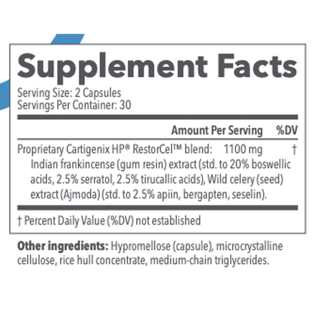 Cartigenix HP Supplement Facts Label