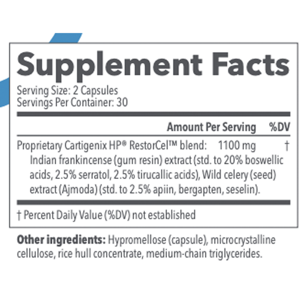Cartigenix HP Supplement Facts Label