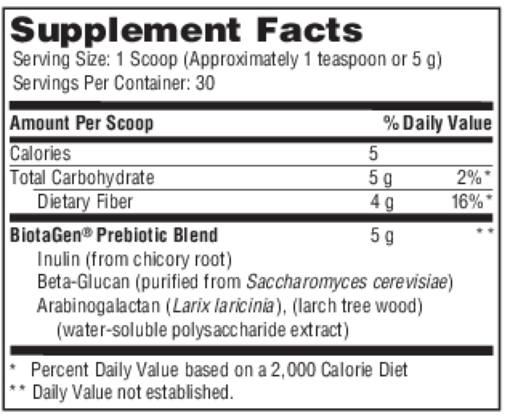 Ther-Biotic Biotagen Powder Supplement Facts Label
