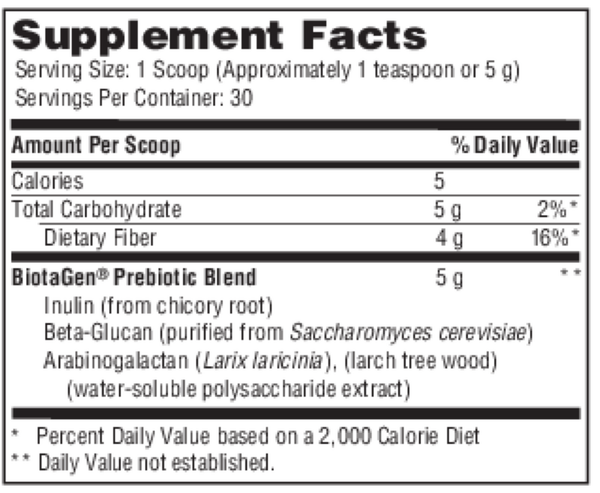 Ther-Biotic Biotagen Powder Supplement Facts Label