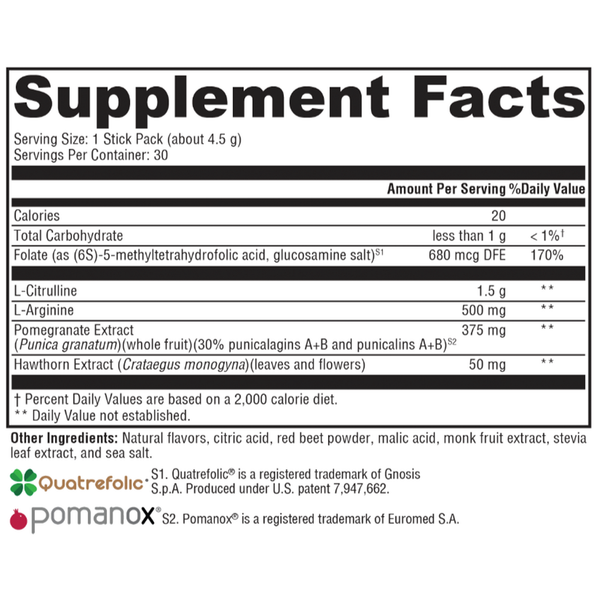 AngiNOX Elite Fruit Punch Supplement Facts Label