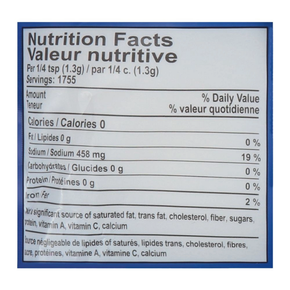 Fine Ground Celtic Sea Salt Supplement Facts Label