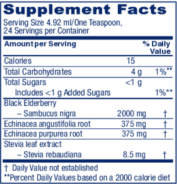 Immune Tonic Supplement Facts Label