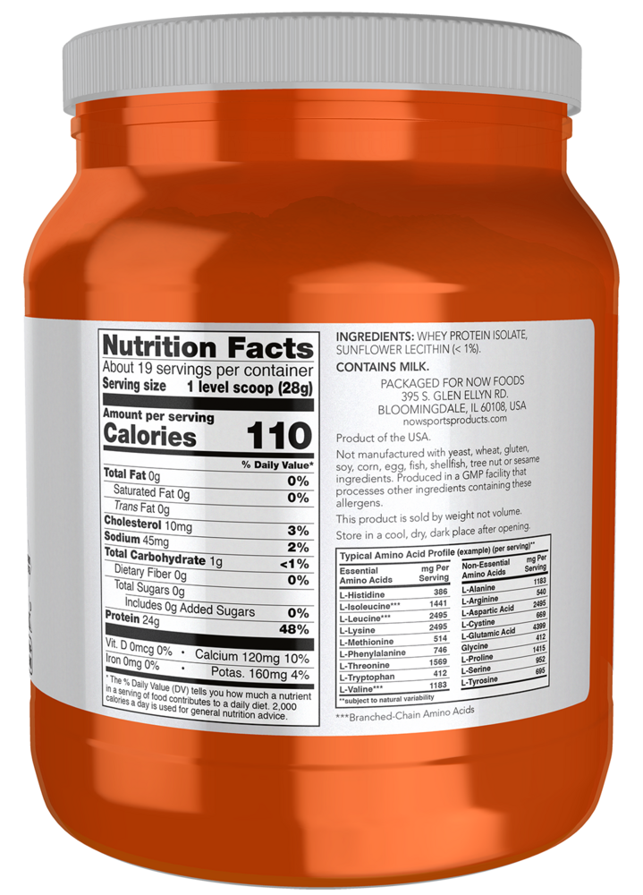 Whey Protein Isolate Unflavored Supplement Facts Label