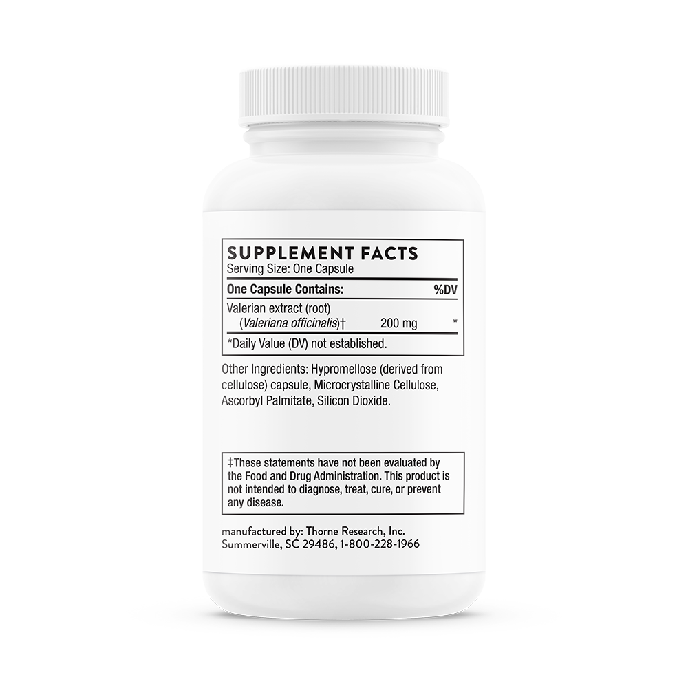 Valerian Root Supplement Facts Label