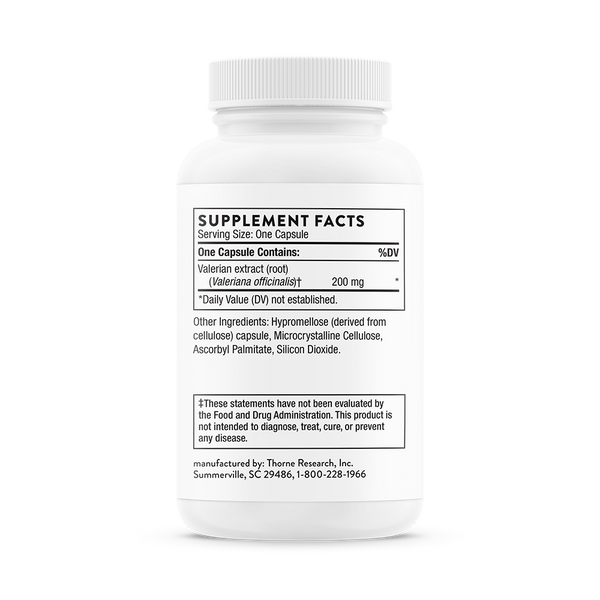 Valerian Root Supplement Facts Label