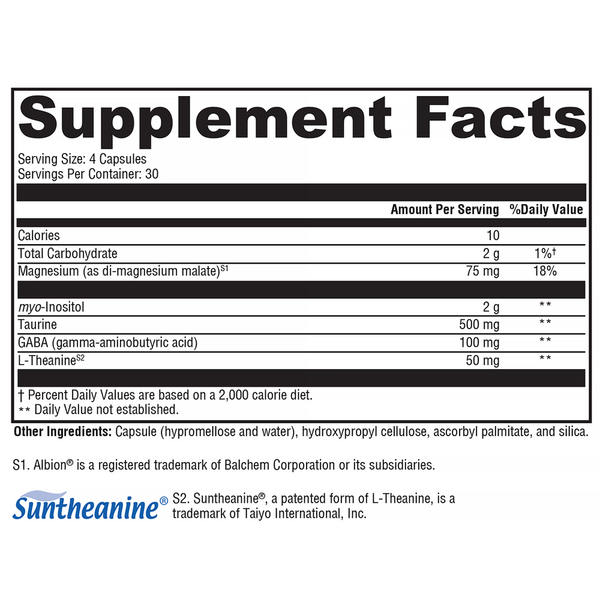 RelaxMax® Capsules Supplement Facts Label