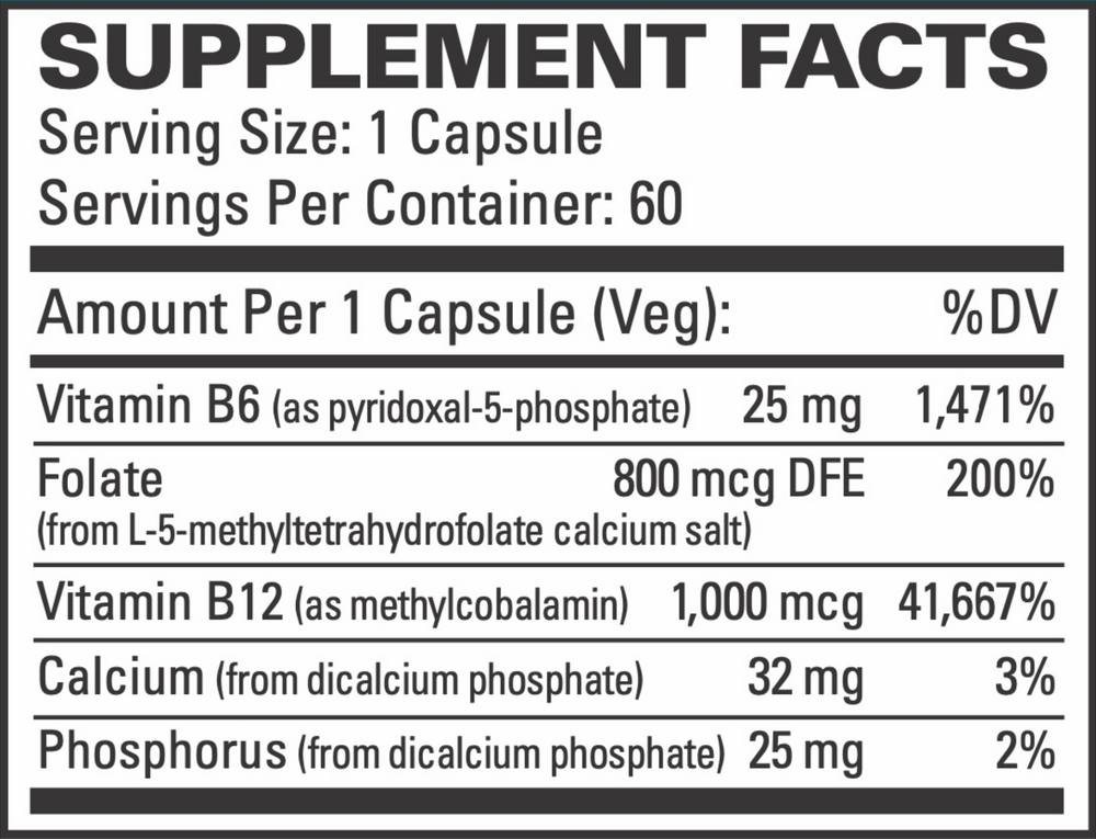 Active B Complex Supplement Facts Label