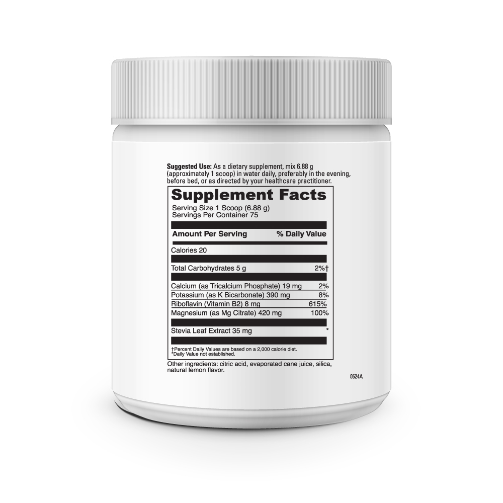 Effervescent Magnesium Citrate Supplement Facts Label