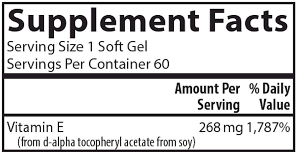 E-Gems 400 IU Supplement Facts Label