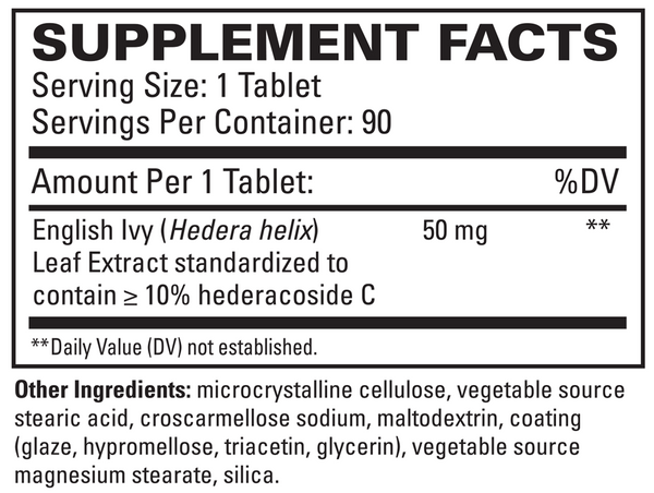 Bronchial Clear Tablets Supplement Facts Label