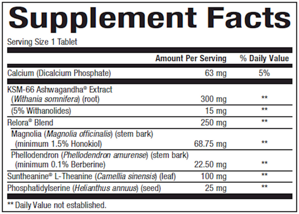 CortAlign Stress Manager Supplement Facts Label