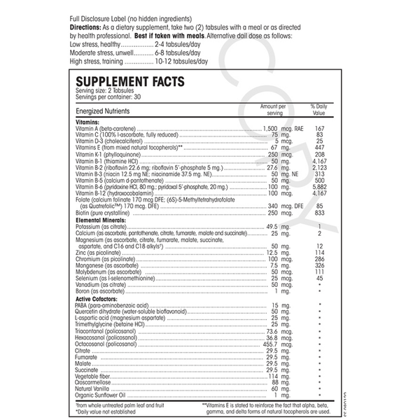 Life Guard Mini Supplement Facts Label