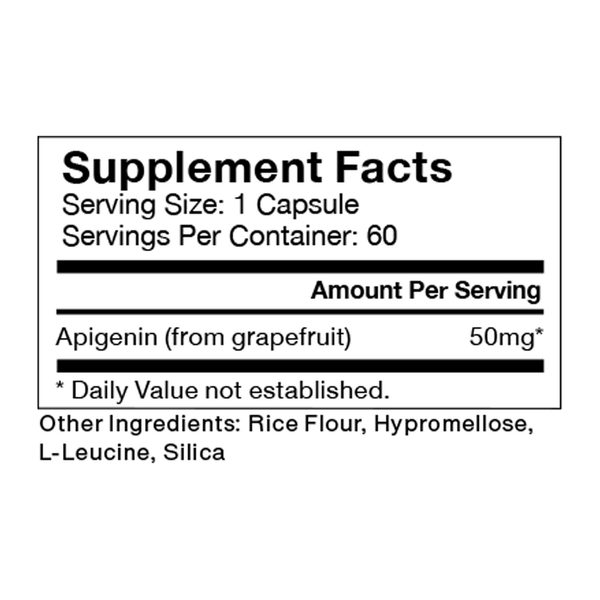Apigenin Supplement Facts Label