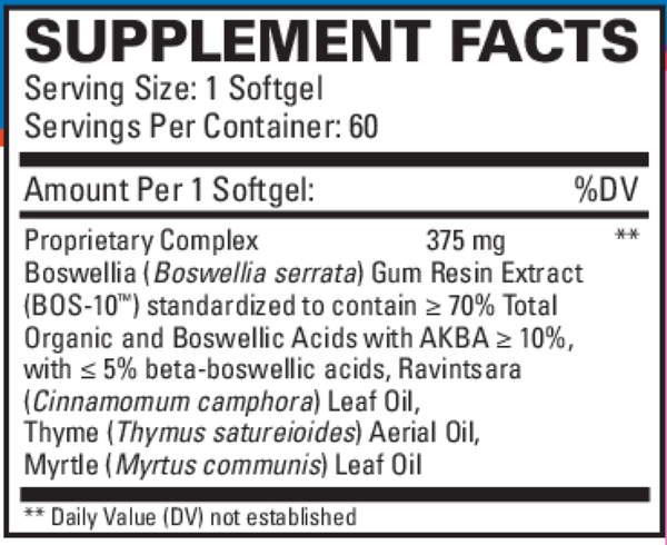 BosMed Respiratory Support Supplement Facts Label