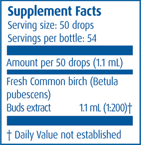 Gemmo Common Birch Buds Supplement Facts Label