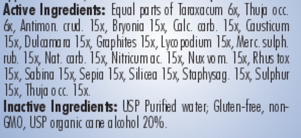 PRO Warts-Moles-Skin Tags Supplement Facts Label