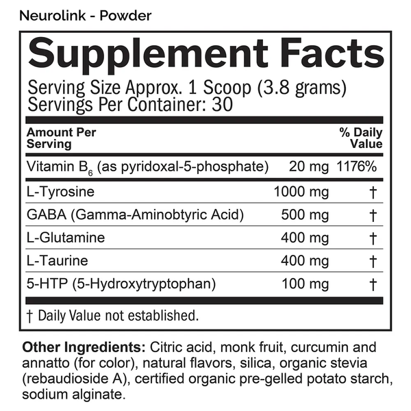 Neurolink Powder Supplement Facts Label