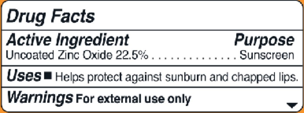 SPF 35 Kids Active Mineral Face Stick Supplement Facts Label