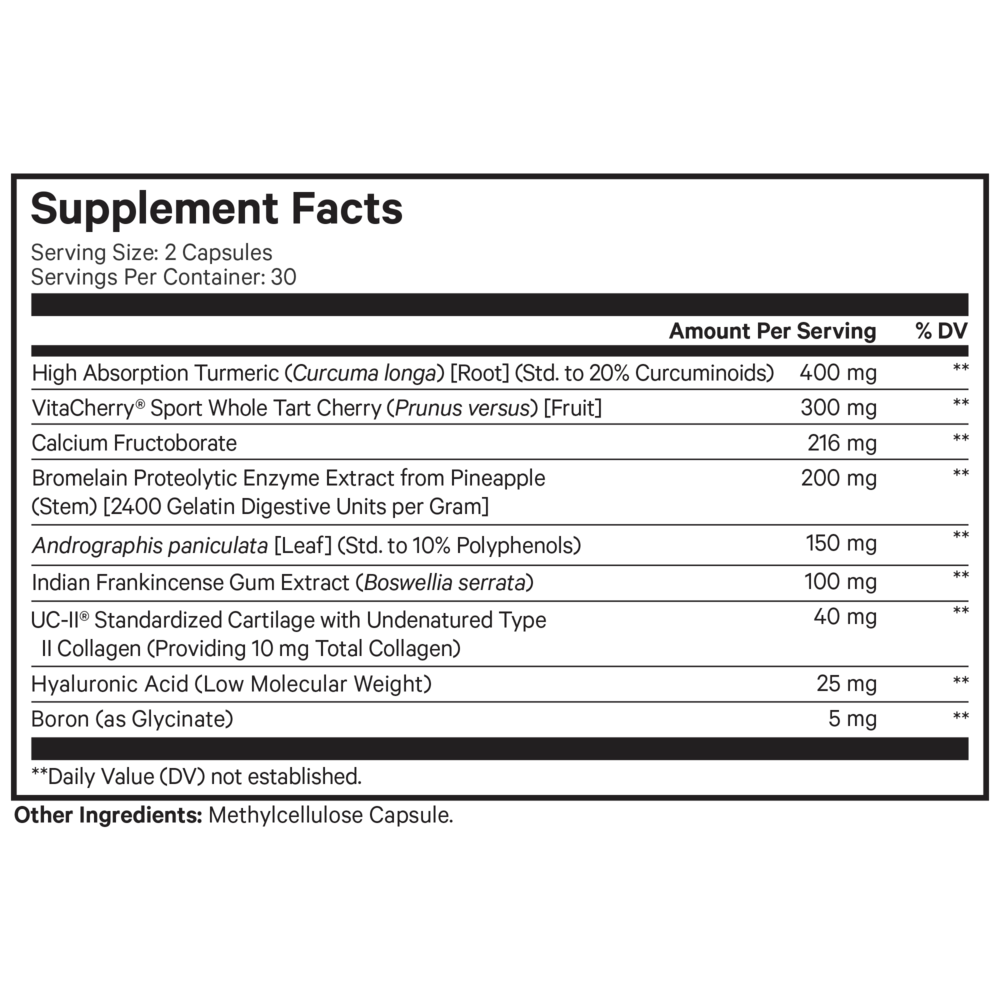 Supreme Joint Health Supplement Facts Label