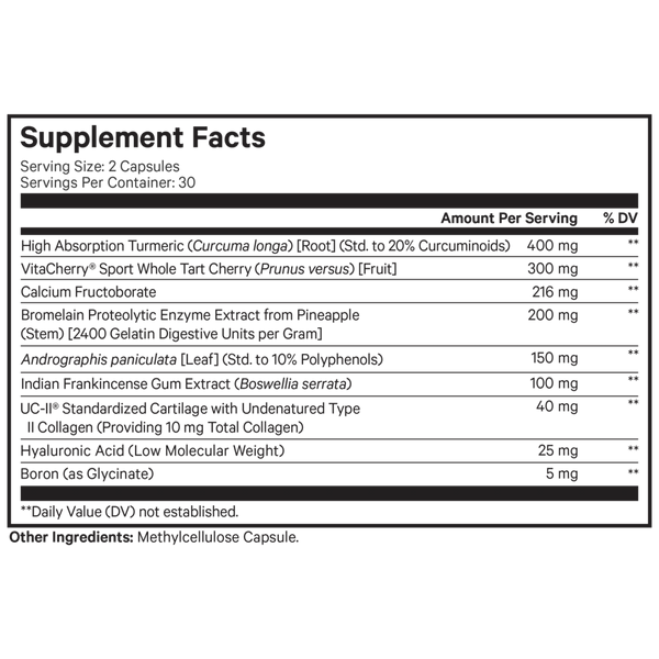 Supreme Joint Health Supplement Facts Label