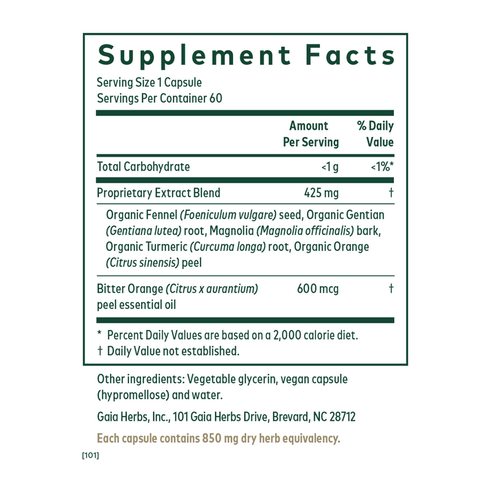 MMC Restore Supplement Facts Label