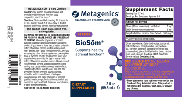 BioSom Supplement Facts Label