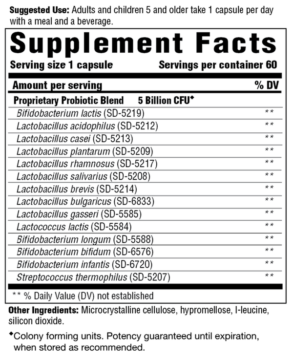 Flora 5-14 Complete Care Supplement Facts Label