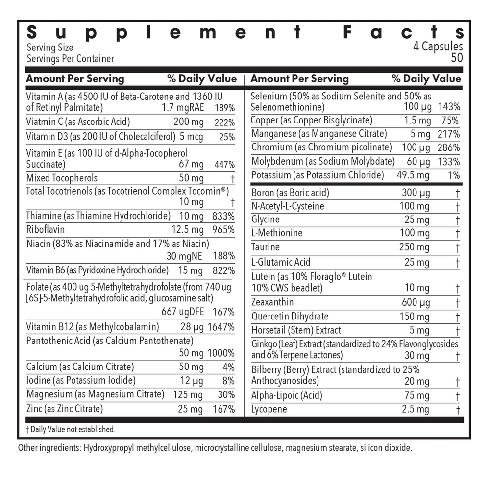 OcuDyne™ II Supplement Facts Label