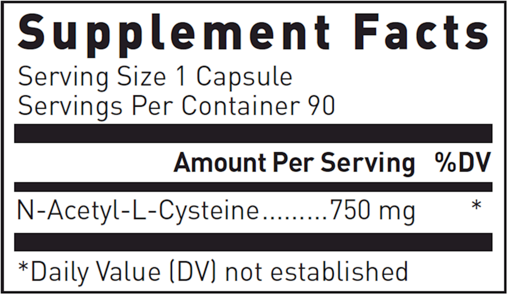 N-Acetyl Cysteine (900 Mg) Supplement Facts Label