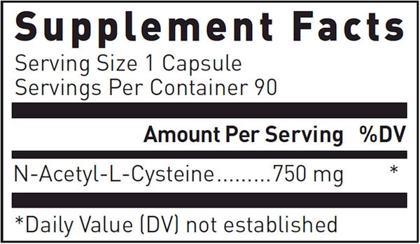 N-Acetyl Cysteine (900 Mg) Supplement Facts Label