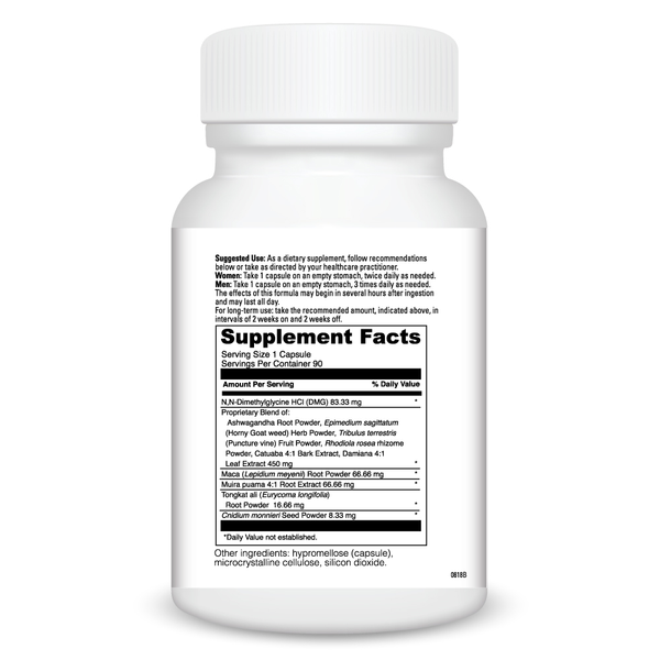 Libido Supplement Facts Label